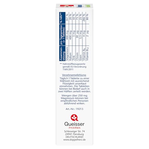 Doppelherz Magnesium + Kalium 400 – Magnesium und Kalium als Beitrag für die normale Muskelfunktion – 30 Tabletten