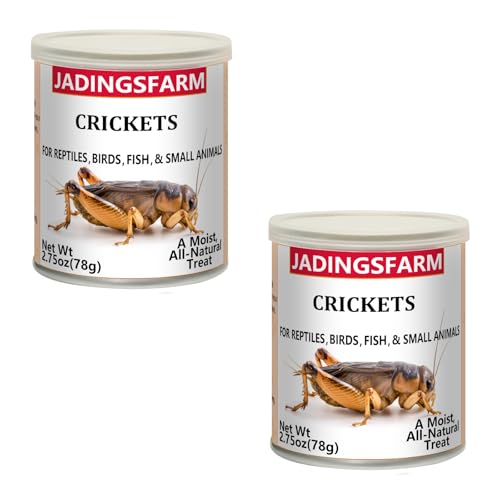 JADINGSFARM 2 Pack Canned Crickets for Reptiles - High Protein Natural Pet Food for Turtles Lizards Birds and Small Animals 5.5 oz Total