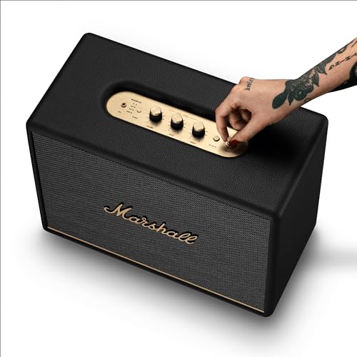 Marshall Woburn III Bluetooth Home Speaker - Loud Stereo Sound with Bass and Treble Controls | Plug-in Powered | Record Player Compatible | HDMI, RCA, 3.5mm Aux Inputs - Black by Marshall - Image 4
