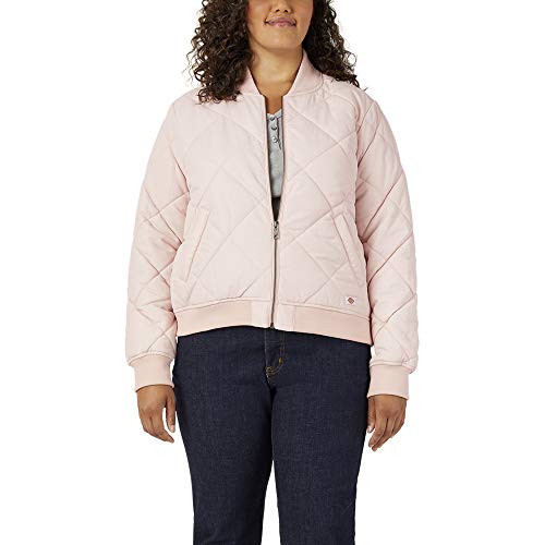 Dickies Women's Plus Size Quilted Bomber Jacket, Lotus Pink, 2X