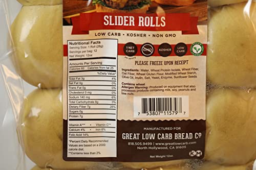 Great Low Carb Bread Co Slider Buns 12/per bag x 3 bags (36 sliders total) - Thumbnail 2