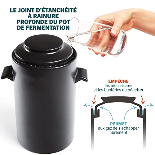Pot de fermentation HomeBuddy avec poids - pot de choucroute de 3,8 litres en céramique avec poids de fermentation et couvercle - Fonctionne bien comme Pot Onggi Kimchi - Image 3