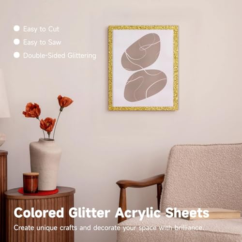 Image of 8 Pcs Glitter Acrylic Sheets, 8x8 inch Colored Acrylic Sheets for Engraving, 1 /8 inch Thick Translucent Plastic Panels for Cutting DIY Signs, Art Crafts, Decorations