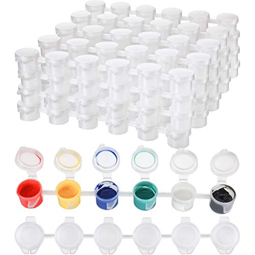 24 Strips 144 Pots Empty Paint Pots Strips Mini Acrylic Paint Storage Container with Lid Painting Arts Crafts Supplies for Classrooms Schools Paintings Art Festivals(3 ml/ 0.1 oz)