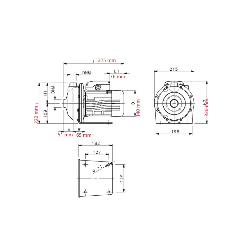 Lowara CEA Pompe Centrifuge Inox CEAM120/3/A 0,55KW 0,75HP 1x220-240V 50hz