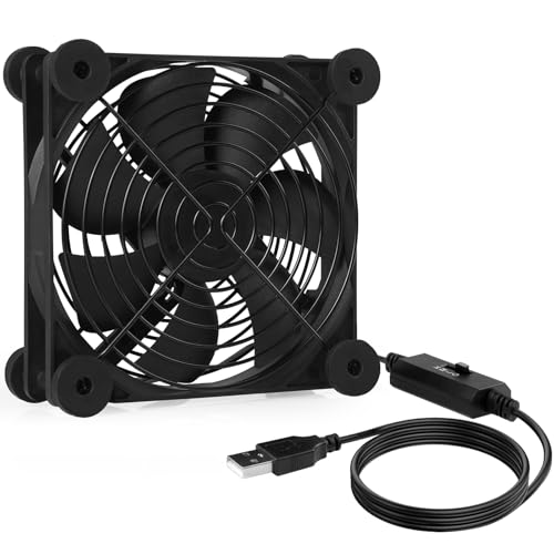 Simpeak Ventilatore USB 120mm, 5V Ventola PC con 3 Velocità Regolabili e Cavo 1,5m, Ventilatori Assiale per Laptop/TV Box/Armadio AV/PS4/Router