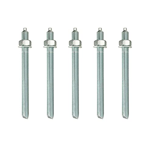 Isolbau Barres d'ancrage M16 x 190 mm - Lot de 5 tiges filetées galvanisées avec écrou et rondelle - Pour charges lourdes