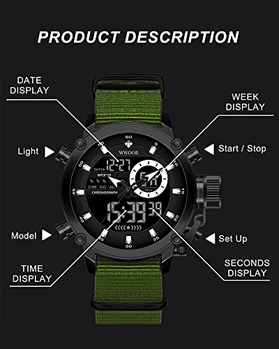 Wwoor Military Watch For Men Men's Wrist Watches With Date Multifunction Waterproof Watches Sport Wristwatches With Led And Alarm #TOP3