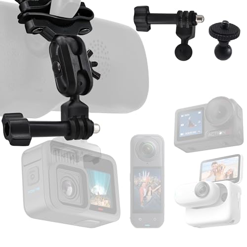 Vehicle Mount Compatible with Gopro/Insta360/DJI Sport Cam Dash Cam Rearview Mirror Mount Holder for Hero 13/12/11/10/9/ - Detailed View