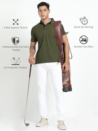 Image of STELLERS Men's Premium Polo T-Shirt Wrinkle Free Quick Dry Soft and Feather Touch Feel Regular Fit Olive Green X-Large
