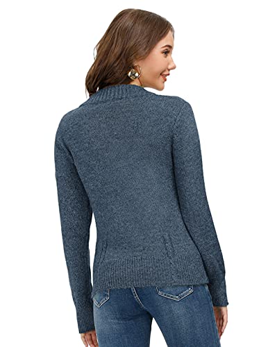 Women Cozy Cardigan Sweaters Button Down Chunky Knit Cardigan Coat With Pockets Open Front Knitwear Blue S #TOP5