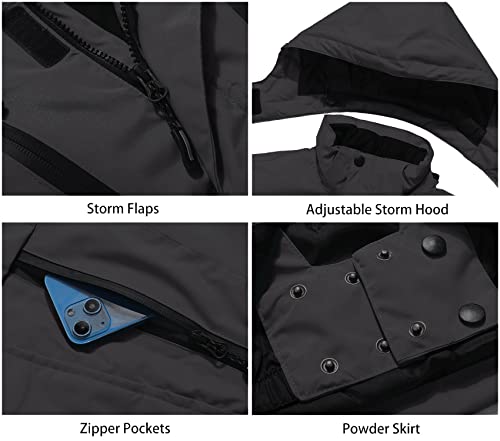Phibee Men's Outdoor Waterproof Windproof Fleece Warm Ski Jacket Black1 M #TOP4
