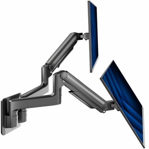 Image of VIVO Premium Dual Monitor Arm Wall Mount, Fits Ultrawide Screens up to 45 inch, 44 lbs per Arm, Counterbalance Articulating, Heavy Duty Double Monitor Wall Mount, Max VESA 100x100, Black, MOUNT-V202V