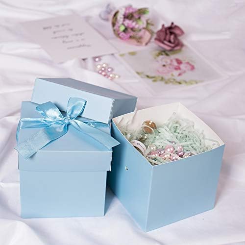12 Pcs Small Squared Boxes with Lids for Christmas Gift Wrapping,Storage Box (Blue, 4×4×4)10 x 10 x 10cm