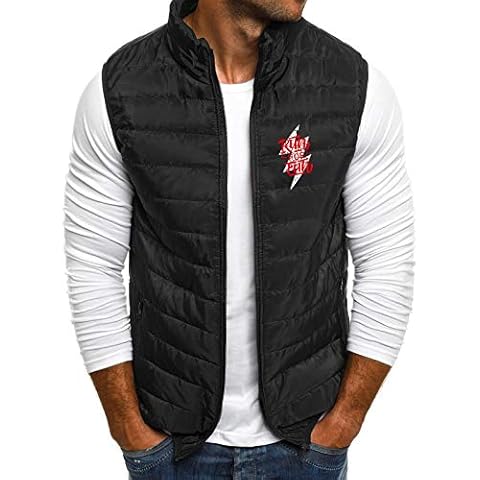 Men's Quilted Winter Vest Warm Thicken Sleeveless Puffer Jacket Pure Color Waistcoat Vest Top Coat Cover