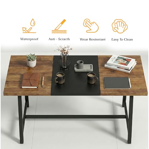 Image of Klaxon Foldable Dining Table [6] Seater with Metal Legs, Space-Saving Convertible Table, Engineered Wood, Home Dining Room (AW & Black, Kryo) (FD & Black)