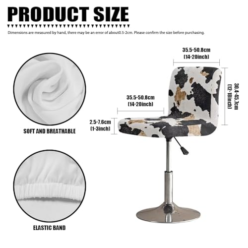 Image of Bar Stool Covers with Backs Stretch Swivel Bar Stool Covers Slipcovers Set of 2 Cowhide Print Washable Height Mid Low Back Chair Protector