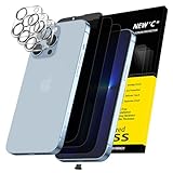 NEW'C 3x Privacy for iPhone 13 Pro Screen Protector (6.1 inches)+ 3x Camera Lens Protector, Sensor Protection,Case Friendly Tempered Glass Film + Dust Plug- Enhanced Privacy Angle of 28 Degrees