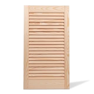 Louvre Door, Pine Wood, Vented Open, Natural or White Color, Slatted Wardrobe Doors, Internal Louvre Cupboard Doors, Various Sizes (Natural 435mm (17.1'') x 444mm (17.5''))