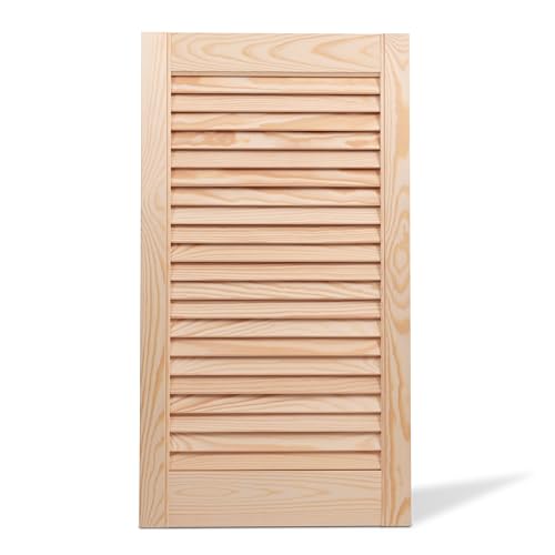 Bortaberg Louvre Door, Pine Wood, Vented Open, Natural or White Color, Slatted Wardrobe Doors, Internal Louvre Cupboard Doors, Various Sizes (Natural 435mm (17.1'') x 294mm (11.6''))