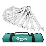 SATA 55-Degree Offset Combination Wrench Set, 17-Piece, Metric (6-22 mm), Full-Polish - ST08018-02