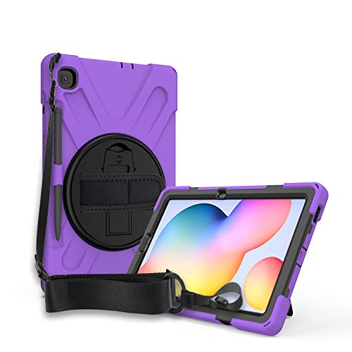 Kiq Shield Series Galaxy S6 Lite Case Heavy Duty Tablet Shockproof Rugged Tab S6 Lite Cover W/Stand Shoulder Strap For Samsung Galaxy Tab S6 Lite 10.4 Inch 2022/2020 P610/P613/P615/P619 - Purple #TOP1