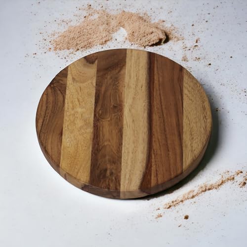 Image of Vesta Homes Wooden Chakla /Pastryboard for Kitchen | Premium Solid Wood Roti, Chapati Rolling Board | 9 * 9 * 1.5 Inches | No Chemical Polish | Handmade in India