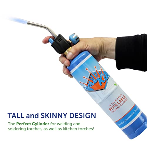 Flame King 1LB Empty Propane Welding Cylinder Tank, Reusable & Transportable - Safe and Legal Refill Option, 14.1 oz, Blue (2-Pk) - Thumbnail 6