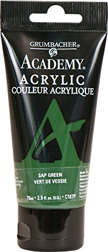 Grumbacher Academy Acrylic Paint, 75ml 2.5 Ounce Plastic Tube, Sap Green (C187P)