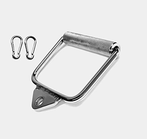 Single D-Handle Cable Attachment with 2 Free Snap Hooks for Weight Lifting, High Strength Single Extension Stirrup Handle, LAT Pull Down Bar/Tricep Bar Attachment