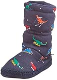 Joules boys Sock Slipper, Navy Dinos, Large Big Kid US