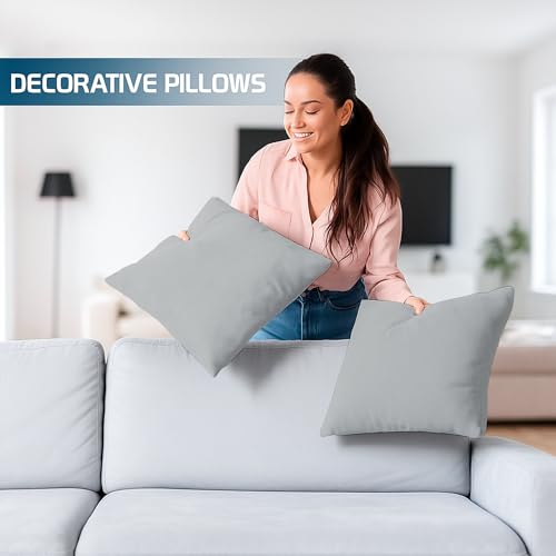 Image of Premium Polyester Fiber Cushion Fillers - Pack of 5 Pcs | 18 x 18 Inches | Light Grey| Cushions, Sofa Pillow, Cushion for Sofa, Cushion for Bed, Decorative Pillow, Pillow for Support