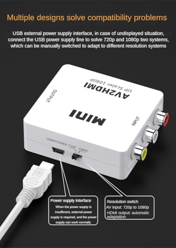 Convertisseur RCA vers HDMI adaptateur pour connecter décodeur et caméra - 4