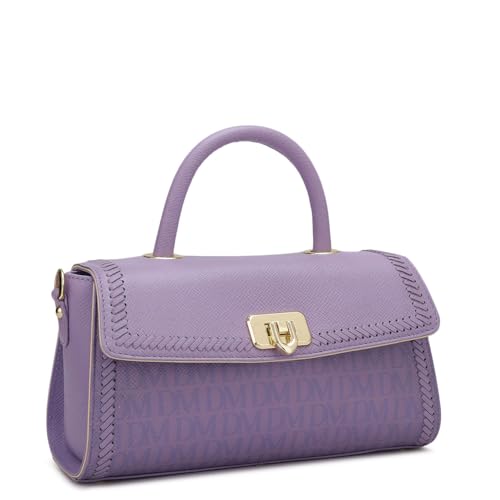 Image of Da Milano Leather Satchel Bag for Women - Purple
