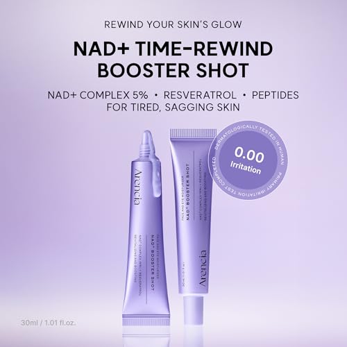 Image of Arencia NAD+ Serum Booster Shot with 5% NAD+ Complex & Resveratrol, Hydration & Barrier Support, 30 mL / 1.01 fl. oz.