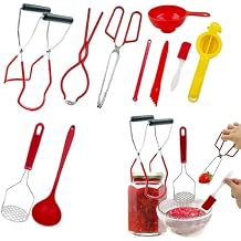 Daily Treasures Canning Supplies Set of 10,Canning Kit for Beginners,Stainless Steel Canning Supplies Starter Kit,Canning Tools Set with Lemon Squeezer,Stainless Steel Masher,Silicone Spoon&Scraper