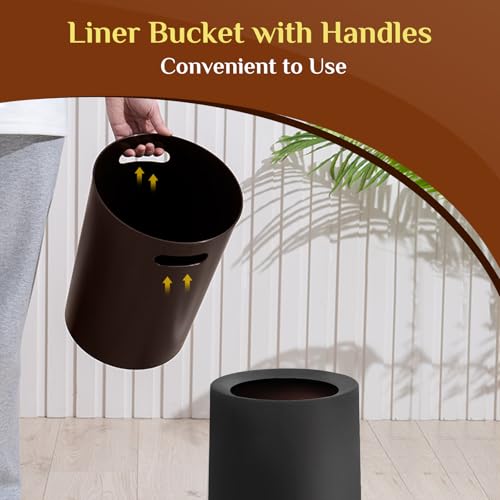 2 Canecas de Basura Redondas Modernas 3Gal Negra Pack miniatura 5