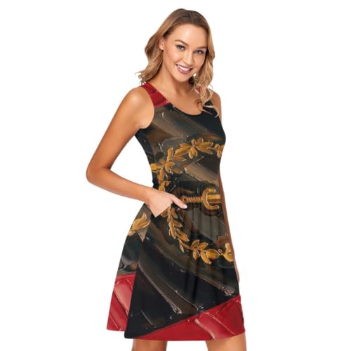 Robe sans manches noire style decontracte a imprimé drapeau americain