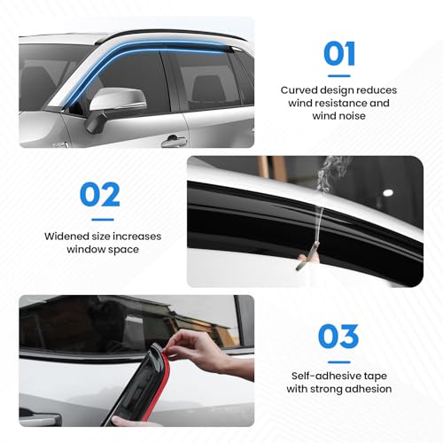 Image of RAV4 Rain Guards - Window Visors for Toyota RAV4 2019-2025, Out-Channel Side Window Rain Guards for RAV4 Accessories, 6PCS, Black, Car Accessories