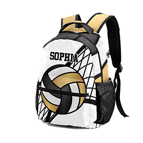 Personalized Volleyball Black Gold Custom Backpack Waterproof Multifunctional Daypack with Name Gift2