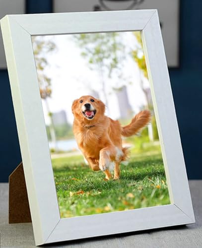 Image of Homxi 5.8x8.3 Display Picture Frame White Horizontal or Vertical,MDF Rectangle Wall or Tabletop Picture Frames Anniversary Photo Frame Decor Bedroom,White