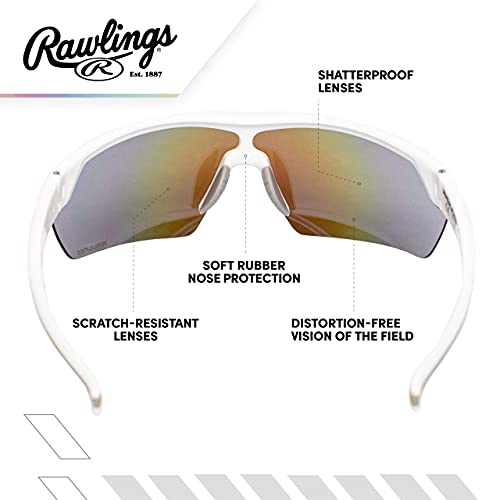 Rawlings 134 Kids Sunglasses For Baseball And Youth Softball Sunglasses - 100% Uv Lightweight Poly Lens With Stylish Shield Lenses (White/Blue) #TOP4