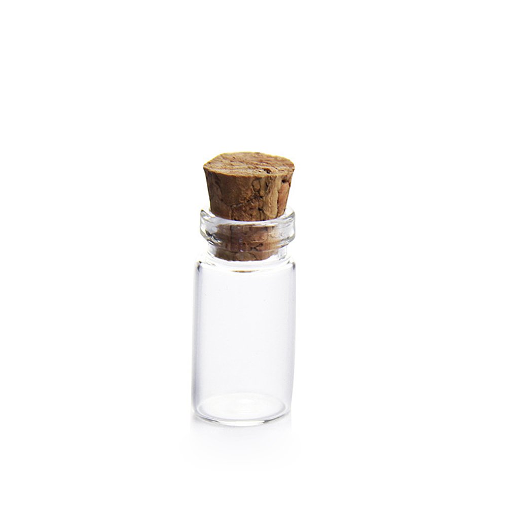 YFZYT Mini Empty Clear Glass Wishing Bottles Vials with Cork Stopper for DIY, Arts Crafts, Projects, Decoration, Party Favors - 100Pcs, 1ml (11mm * 22mm)