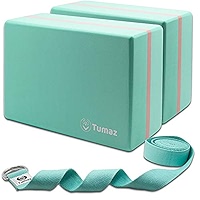Tumaz 2-Pack Lightweight Foam Yoga Blocks & Strap Set, Bulk Yoga