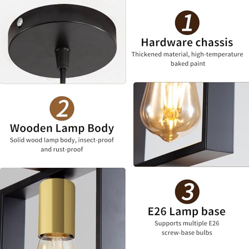 Matven Black Farmhouse Pendant Light,Farmhouse Kitchen Island,E26,Dining Room Light Fixture,Rustic Chandeliers Light Over Table for Kitchen, Island, Dining Room, Entryway, Foyer(3 Pack) by Matven - Image 5