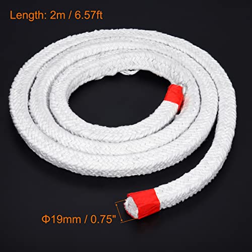 PATIKIL 6.57ft x 49/64" Ceramic Fiber Rope, Square Braided Rope High-Temperature Gasket Seal for Boiler Furnace Oven Kiln Casting White - Image 2