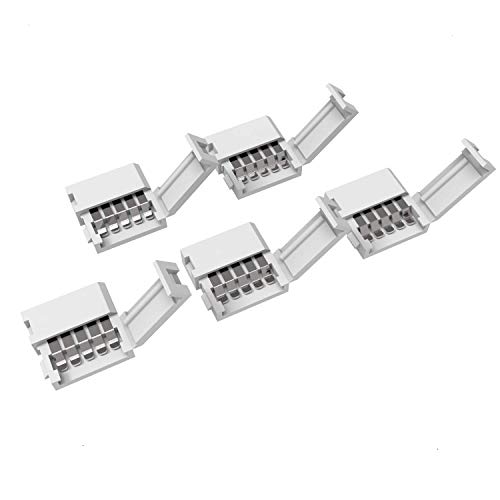 trooplex Connettore a 5 pin, 12 mm, 5 pezzi, per strisce LED, connettore a 5 poli, senza saldatura, connettore RGBWW, bianco caldo, bianco freddo, clip di collegamento Lightstrip prolunga