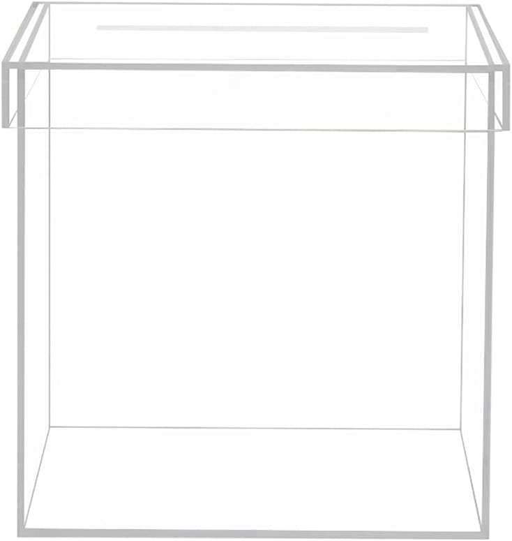 OnDisplay 10" Luxe Acrylic Clear Wedding Card Box w/Lid - Lucite Gift/Money Box - Bar Mitzvah/Birthday/Sweet 16/Anniversary (No Print)