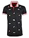 SCREENSHOTBRAND-S11817 Mens Hipster Hip-Hop Premium Tees - Stylish Fashion Multi Print Embroidery Polo T-Shirt - Black-Medium