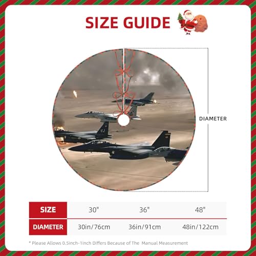 Jupe de sapin de Noël Jet Fighter tapis rustique fête classique